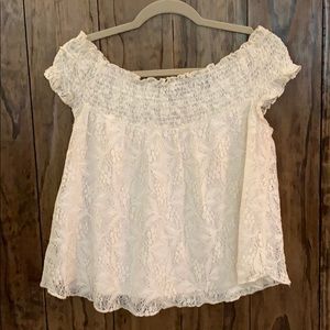 White lace, loose, flowy top